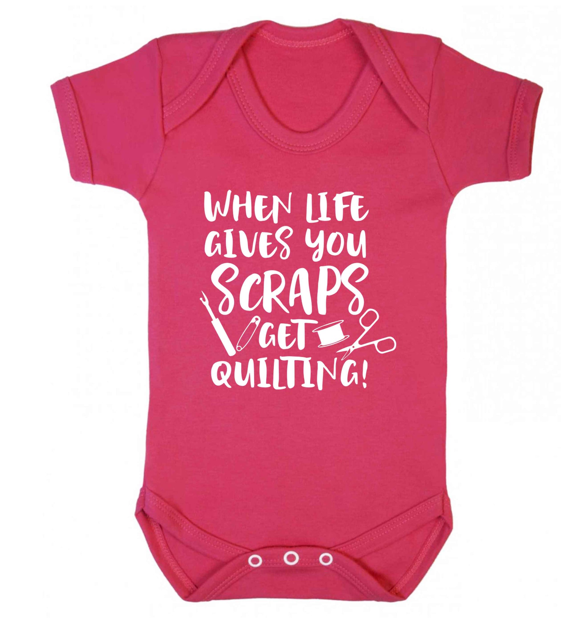 When life gives you scraps get quilting! Baby Vest dark pink 18-24 months
