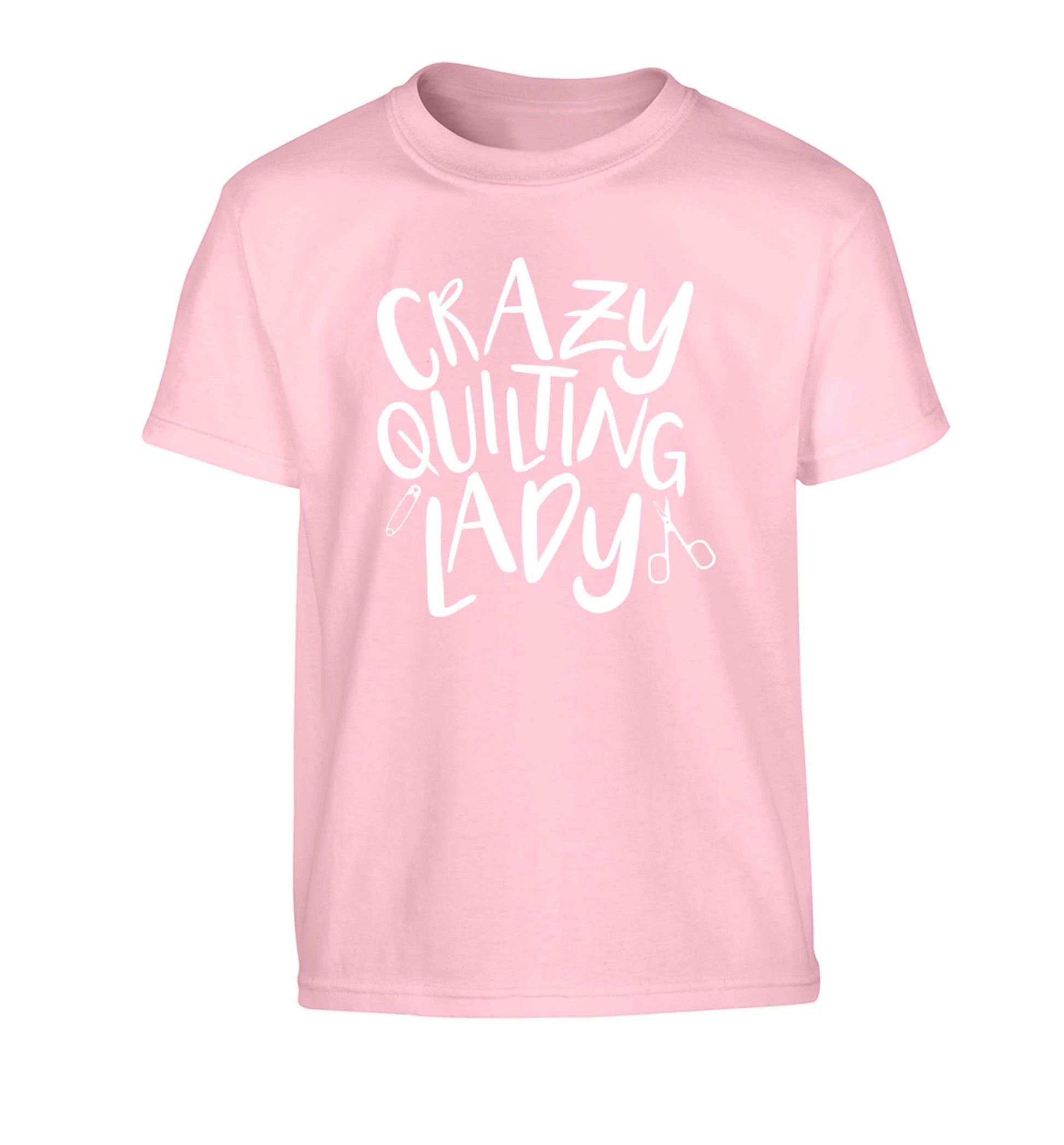 Crazy quilting lady Children's light pink Tshirt 12-13 Years