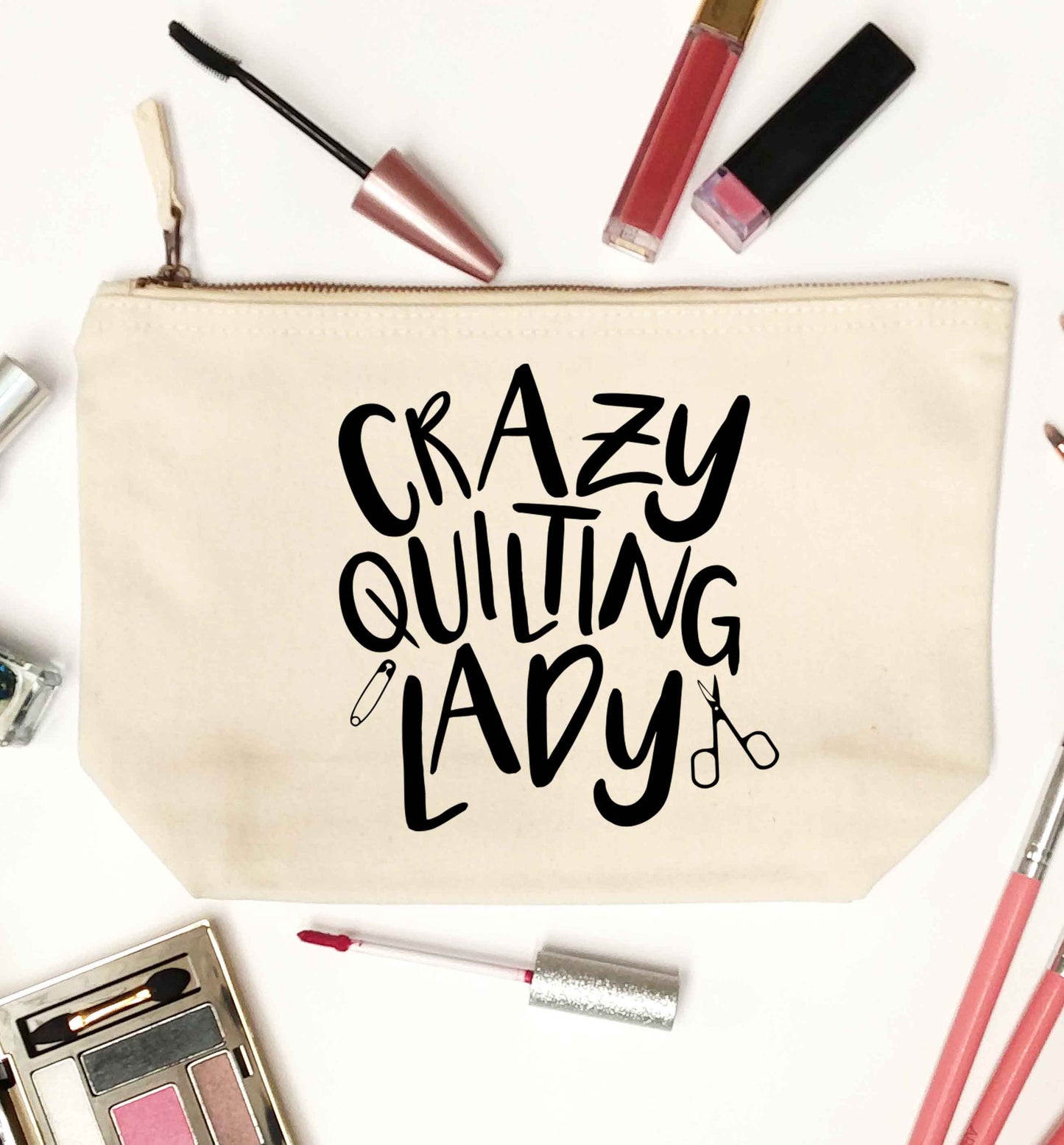 Crazy quilting lady natural makeup bag