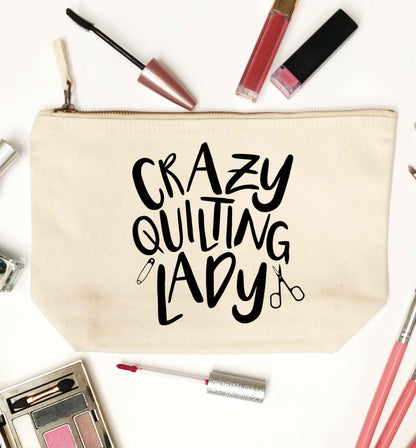 Crazy quilting lady natural makeup bag