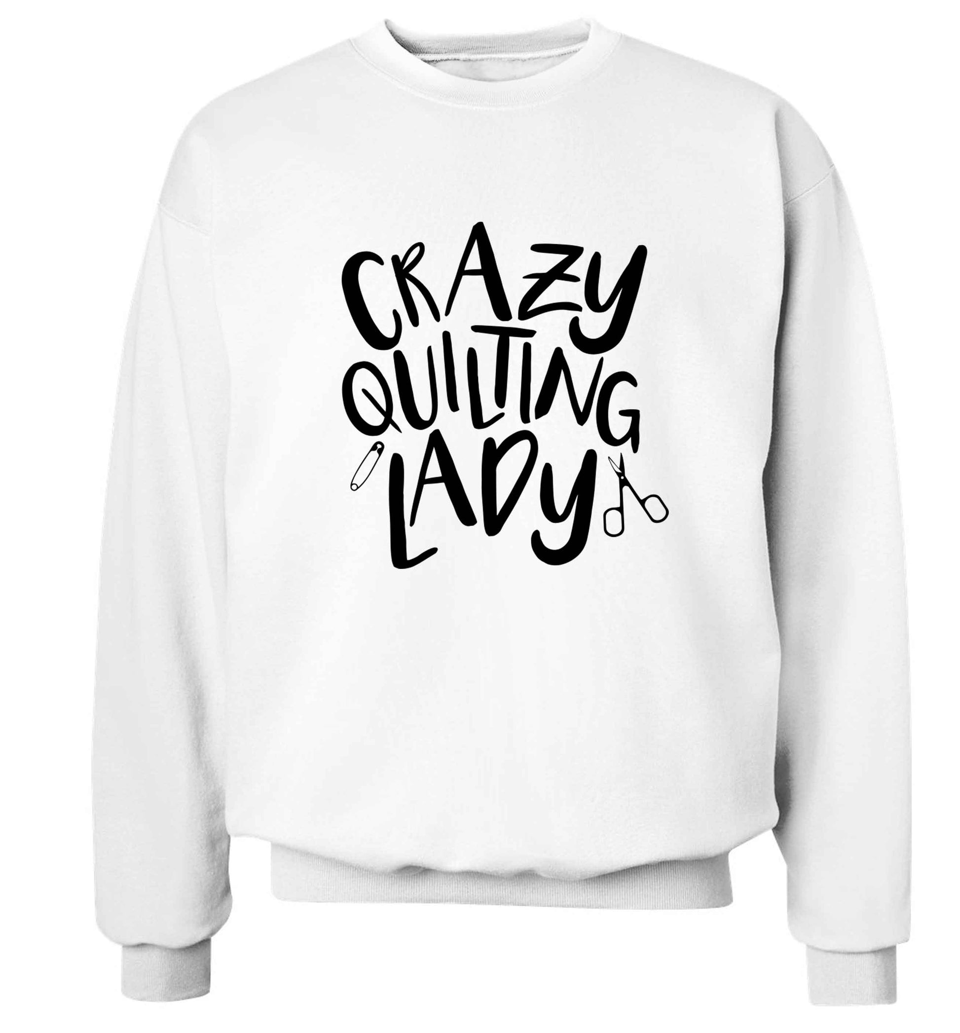 Crazy quilting lady Adult's unisex white Sweater 2XL