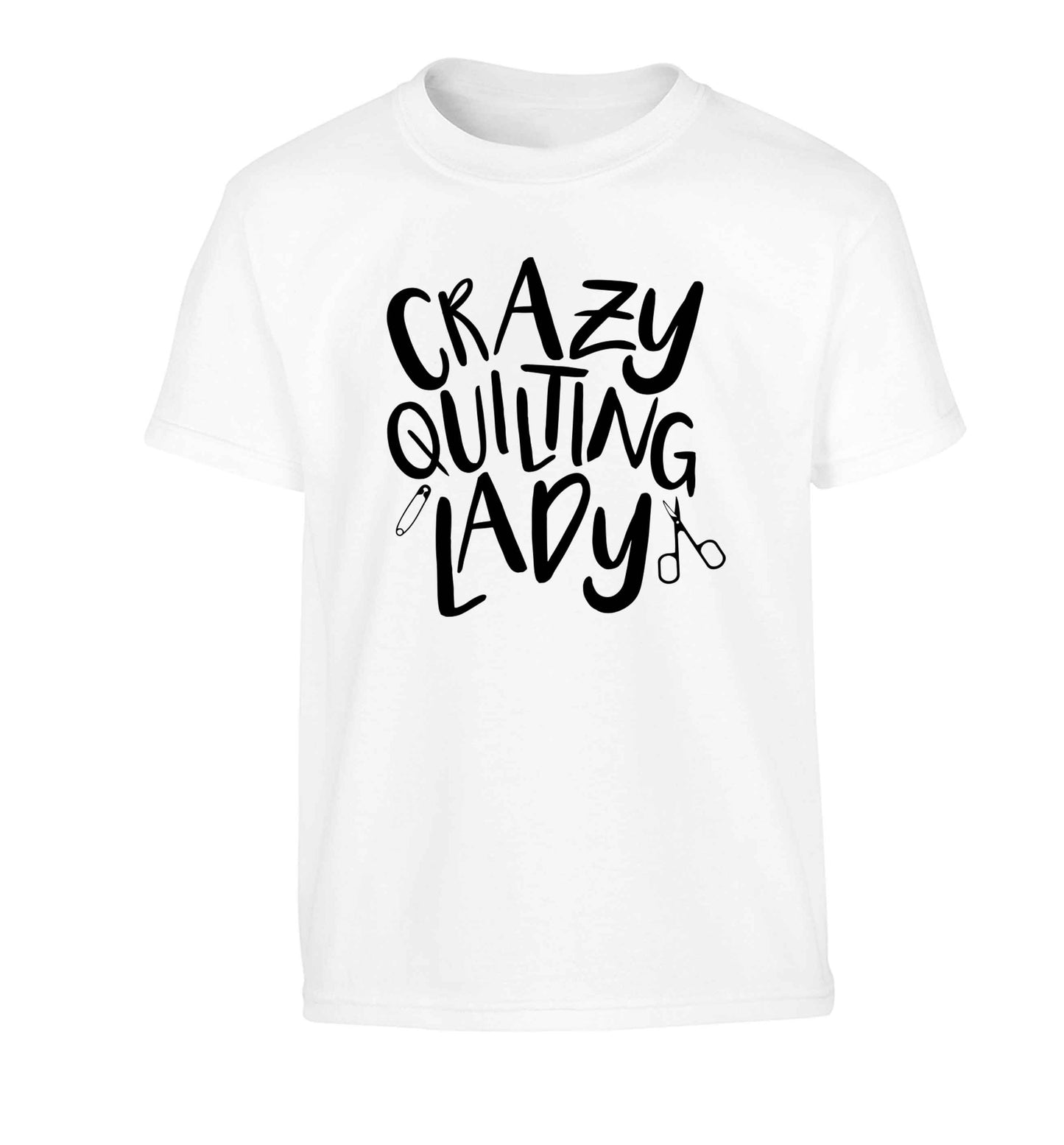Crazy quilting lady Children's white Tshirt 12-13 Years