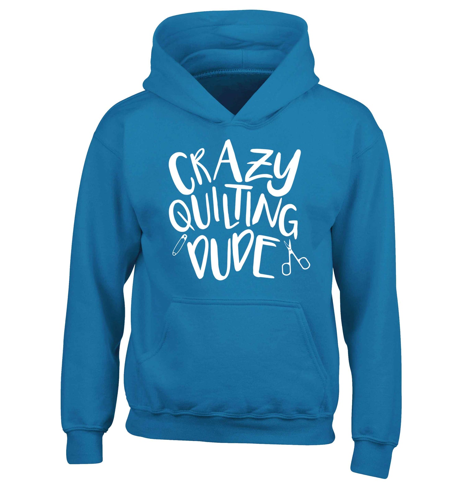 Crazy quilting dude children's blue hoodie 12-13 Years