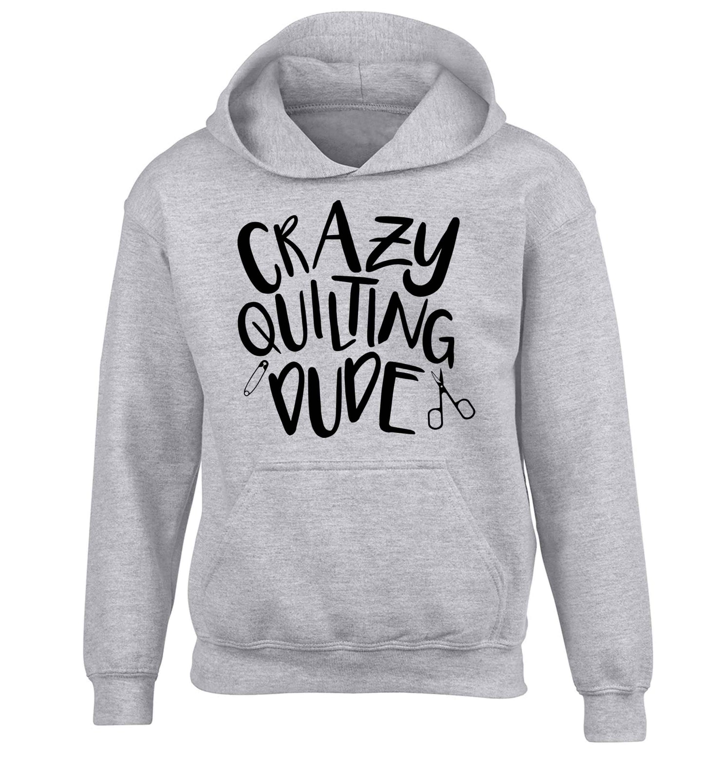 Crazy quilting dude children's grey hoodie 12-13 Years