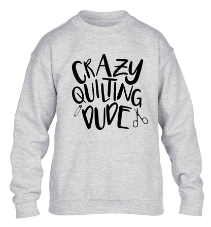 Crazy quilting dude children's grey sweater 12-13 Years