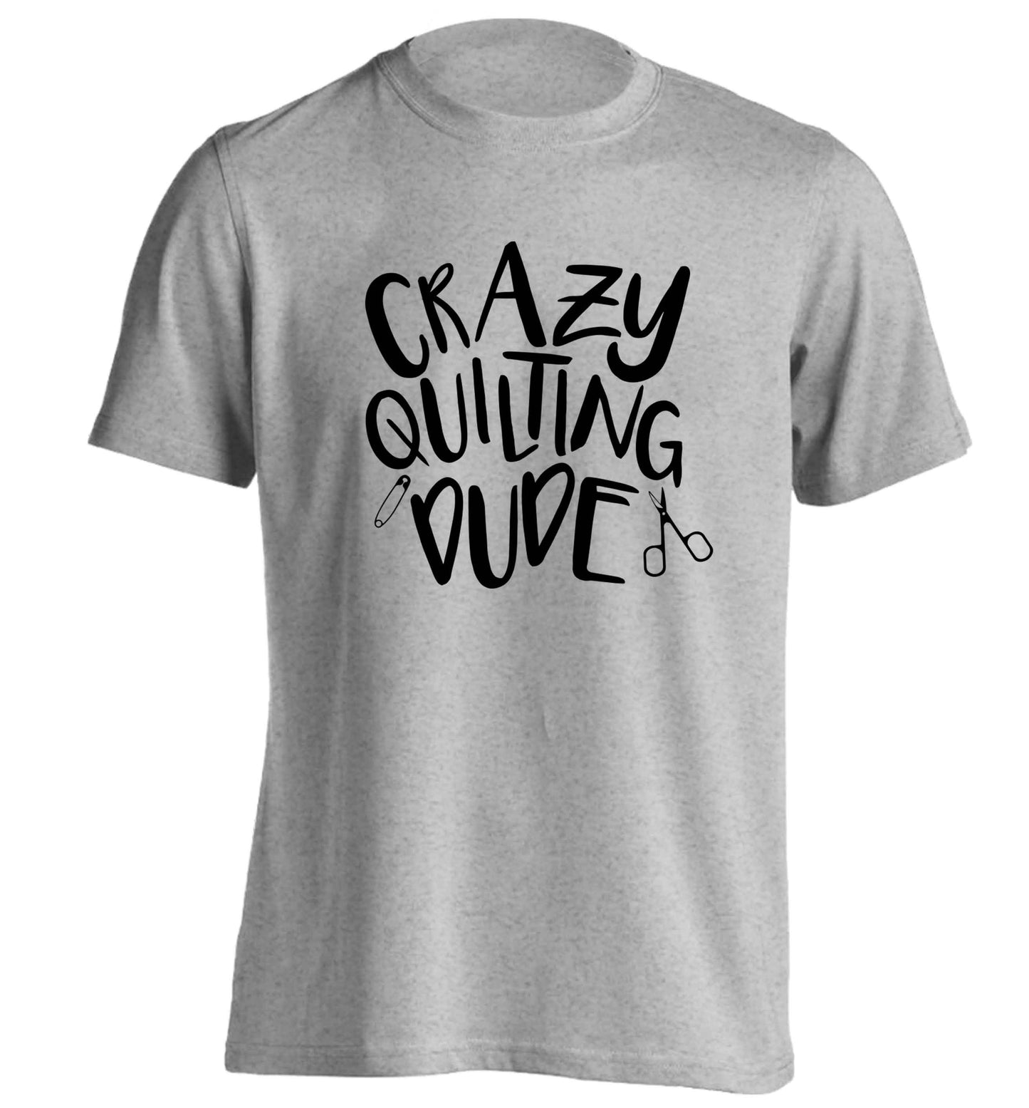Crazy quilting dude adults unisex grey Tshirt 2XL