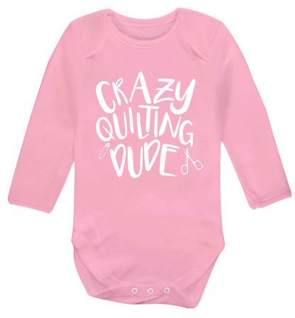 Crazy quilting dude Baby Vest long sleeved pale pink 6-12 months