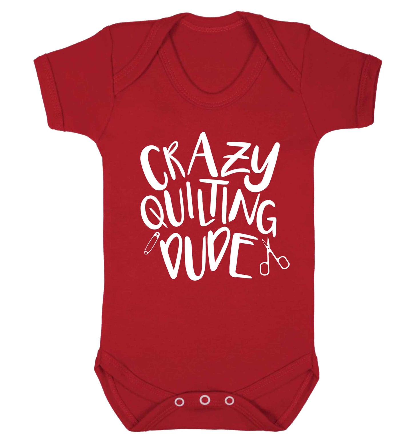 Crazy quilting dude Baby Vest red 18-24 months