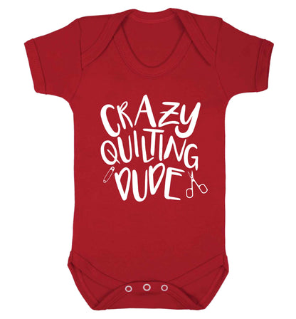 Crazy quilting dude Baby Vest red 18-24 months