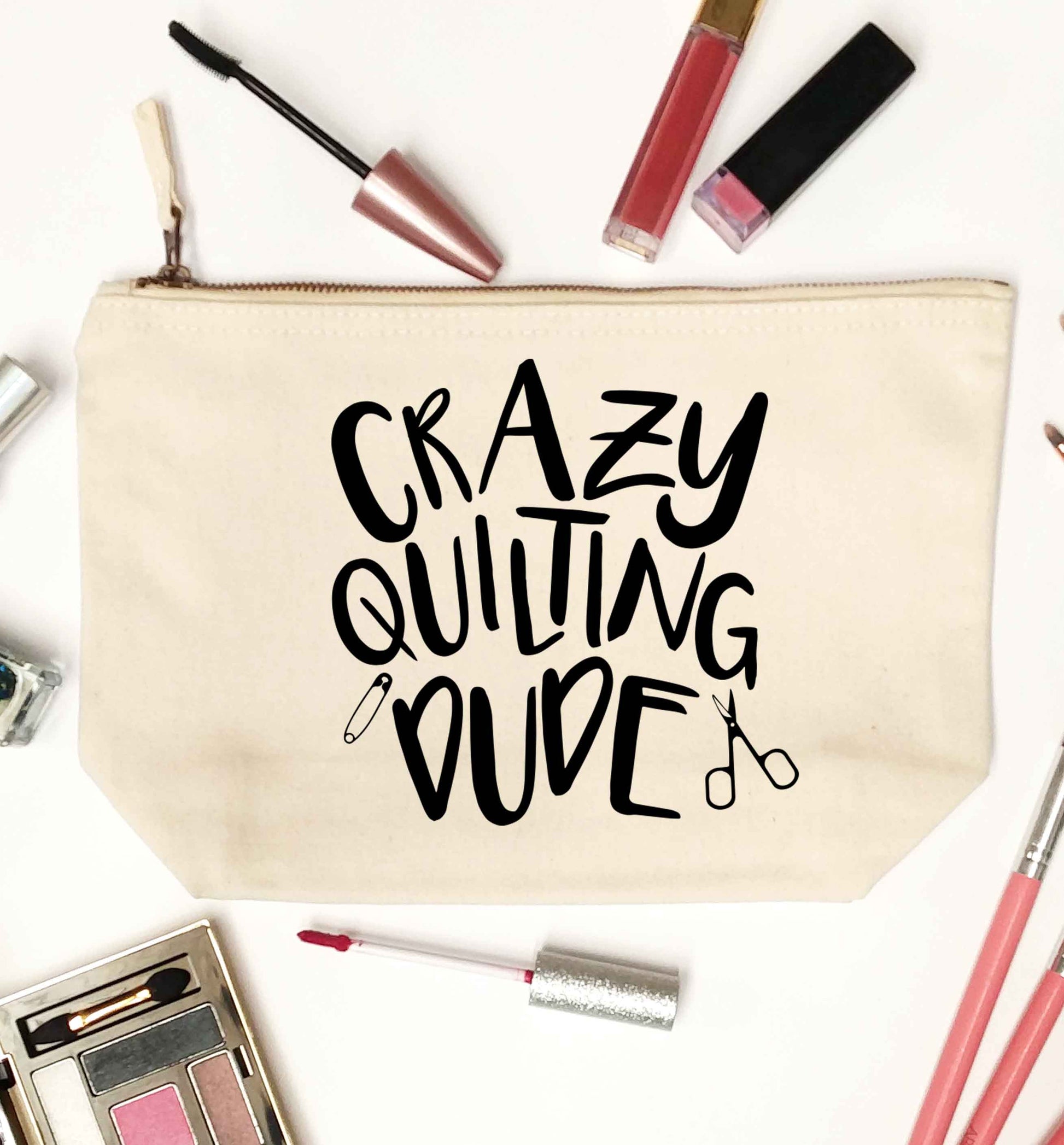 Crazy quilting dude natural makeup bag