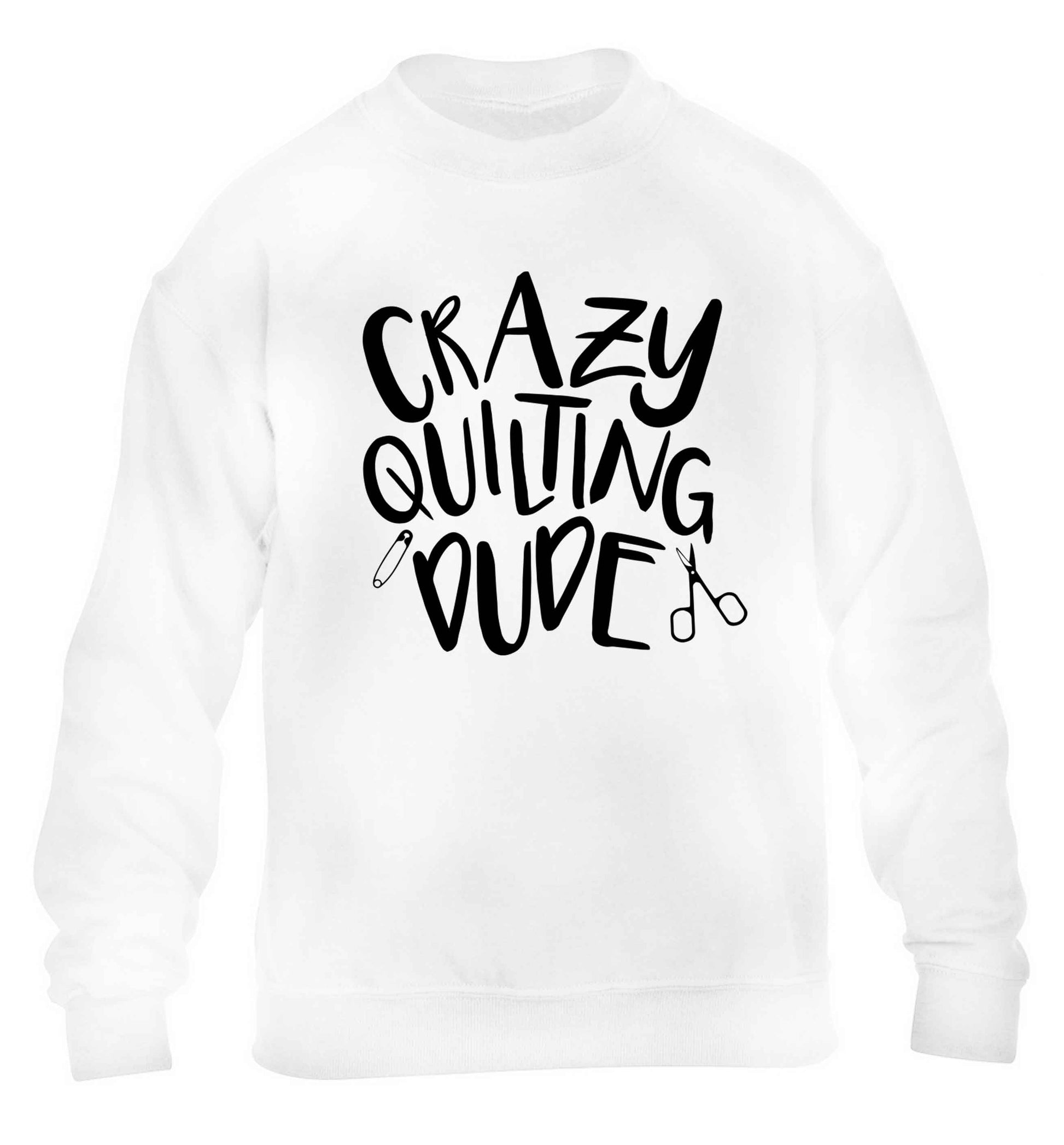 Crazy quilting dude children's white sweater 12-13 Years