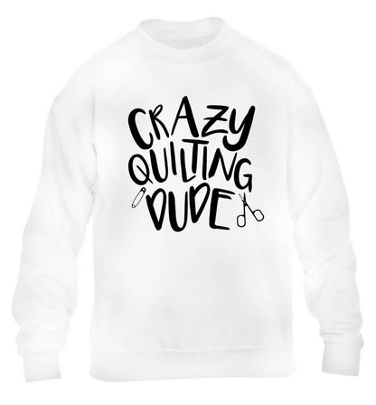 Crazy quilting dude children's white sweater 12-13 Years