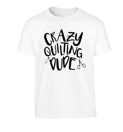 Crazy quilting dude Children's white Tshirt 12-13 Years