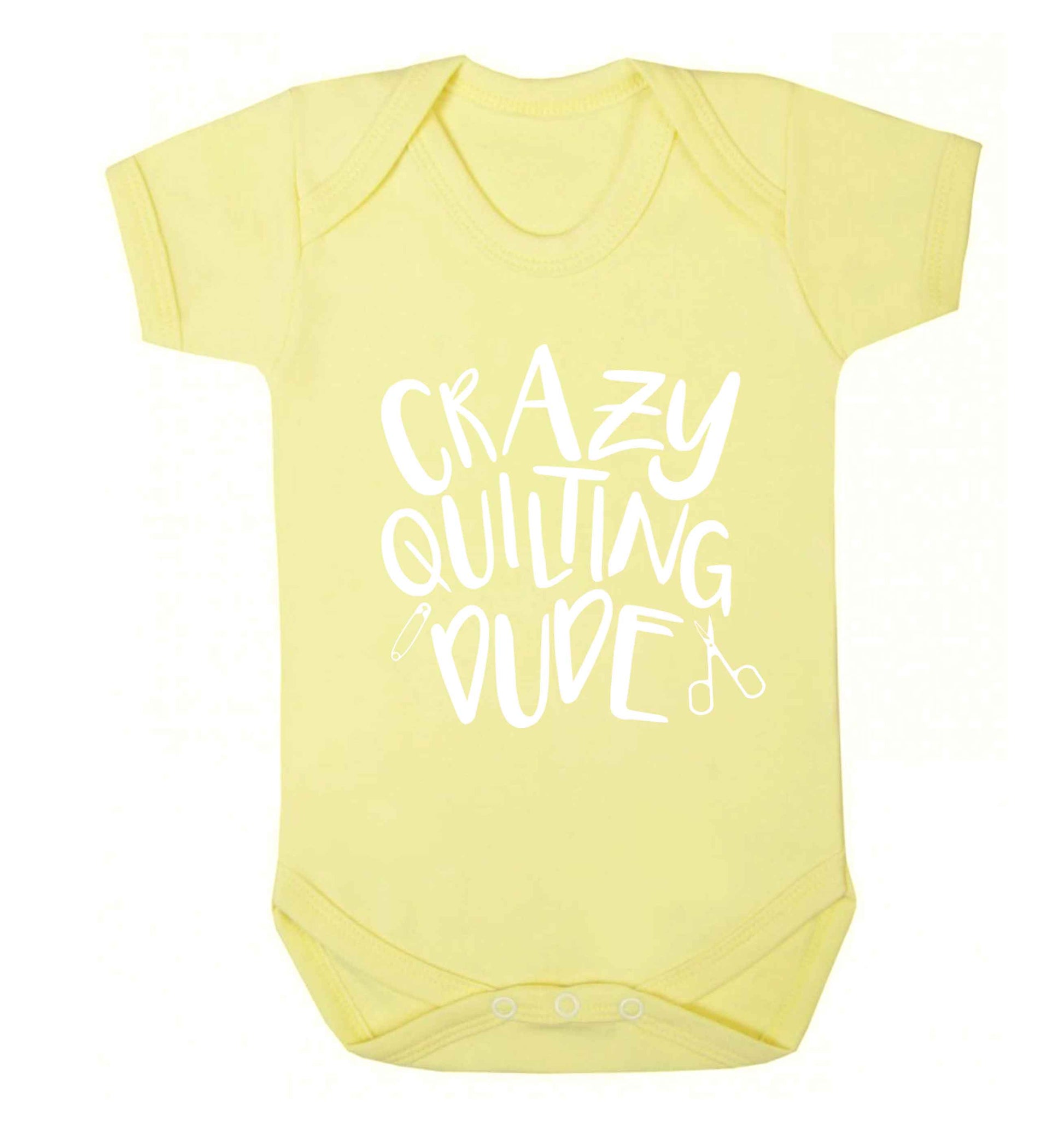 Crazy quilting dude Baby Vest pale yellow 18-24 months