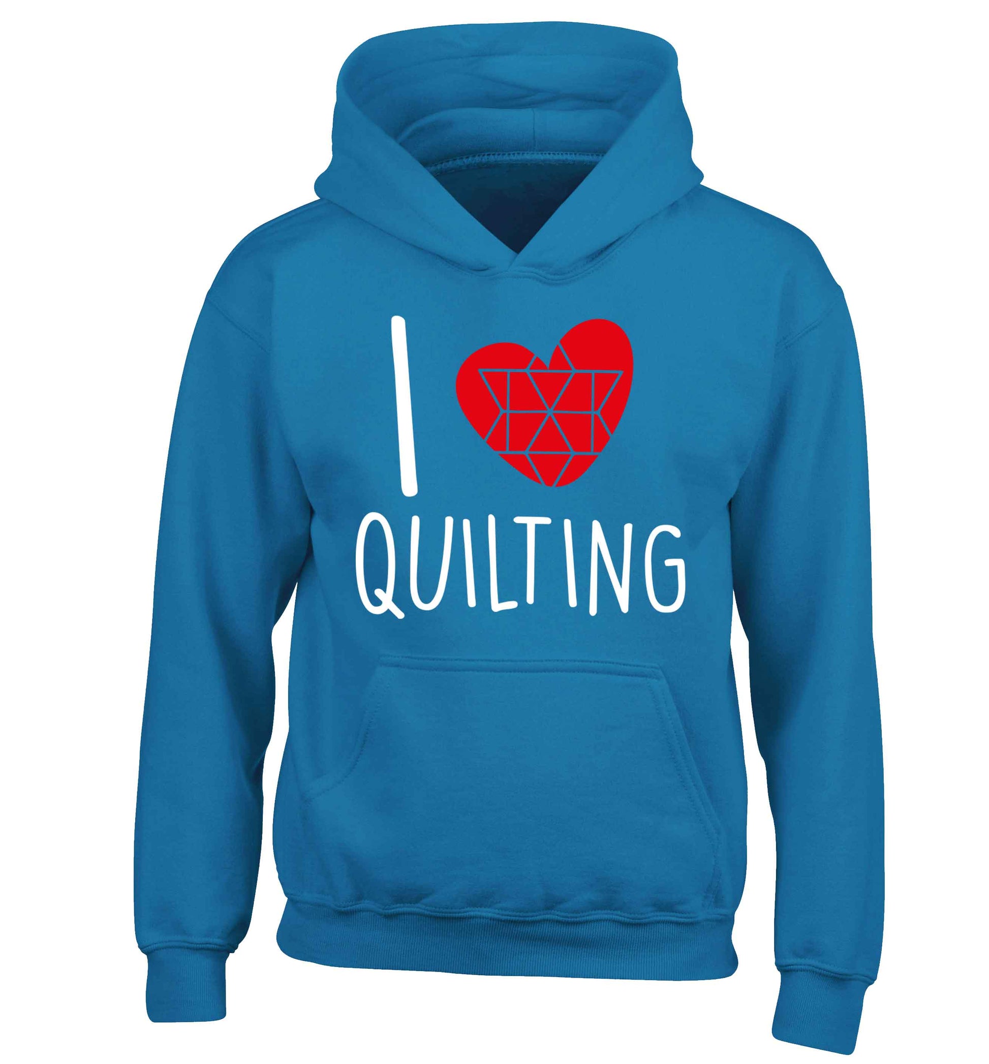 I love quilting children's blue hoodie 12-13 Years
