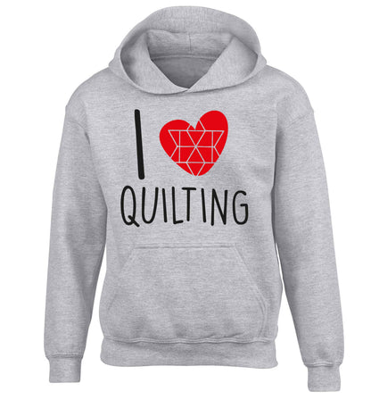 I love quilting children's grey hoodie 12-13 Years