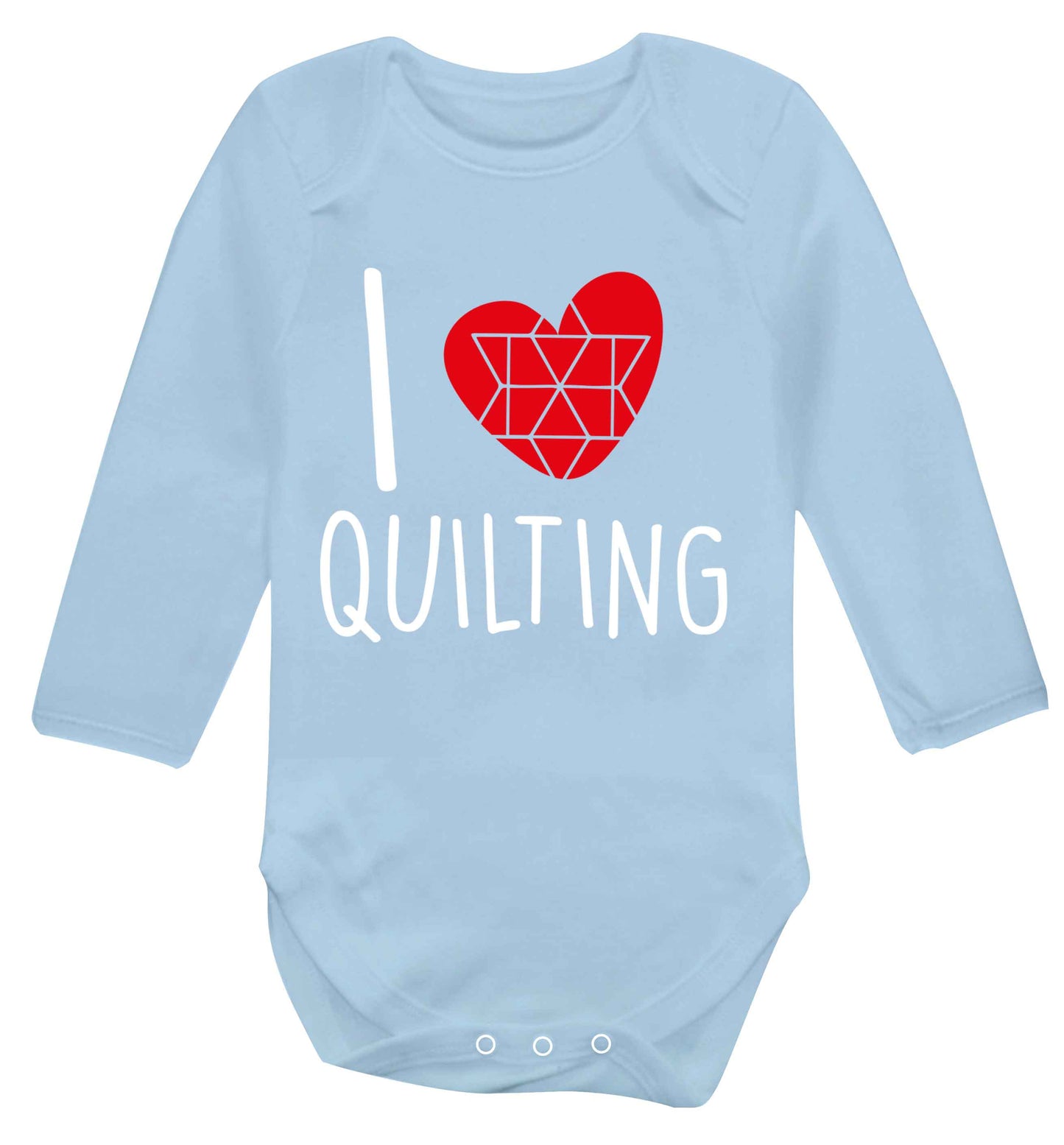 I love quilting Baby Vest long sleeved pale blue 6-12 months
