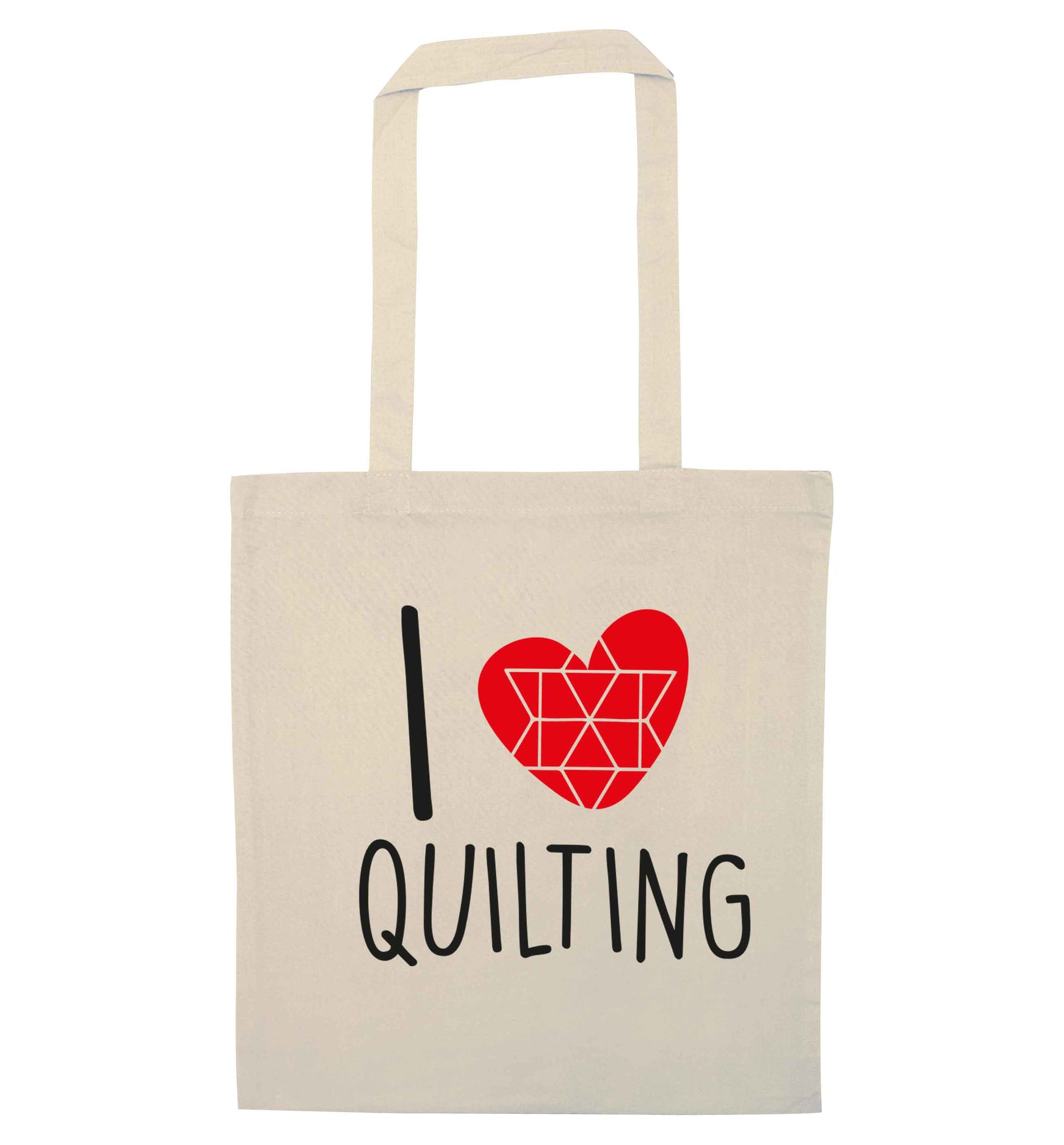 I love quilting natural tote bag