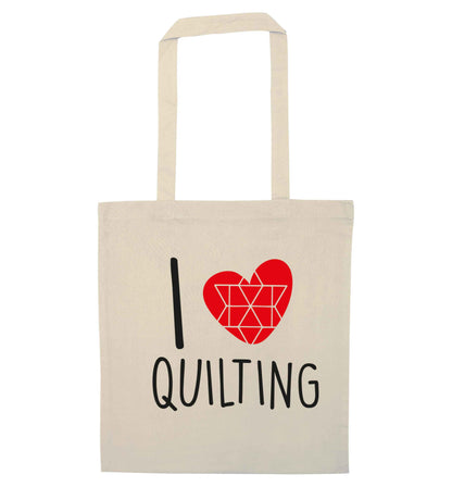 I love quilting natural tote bag
