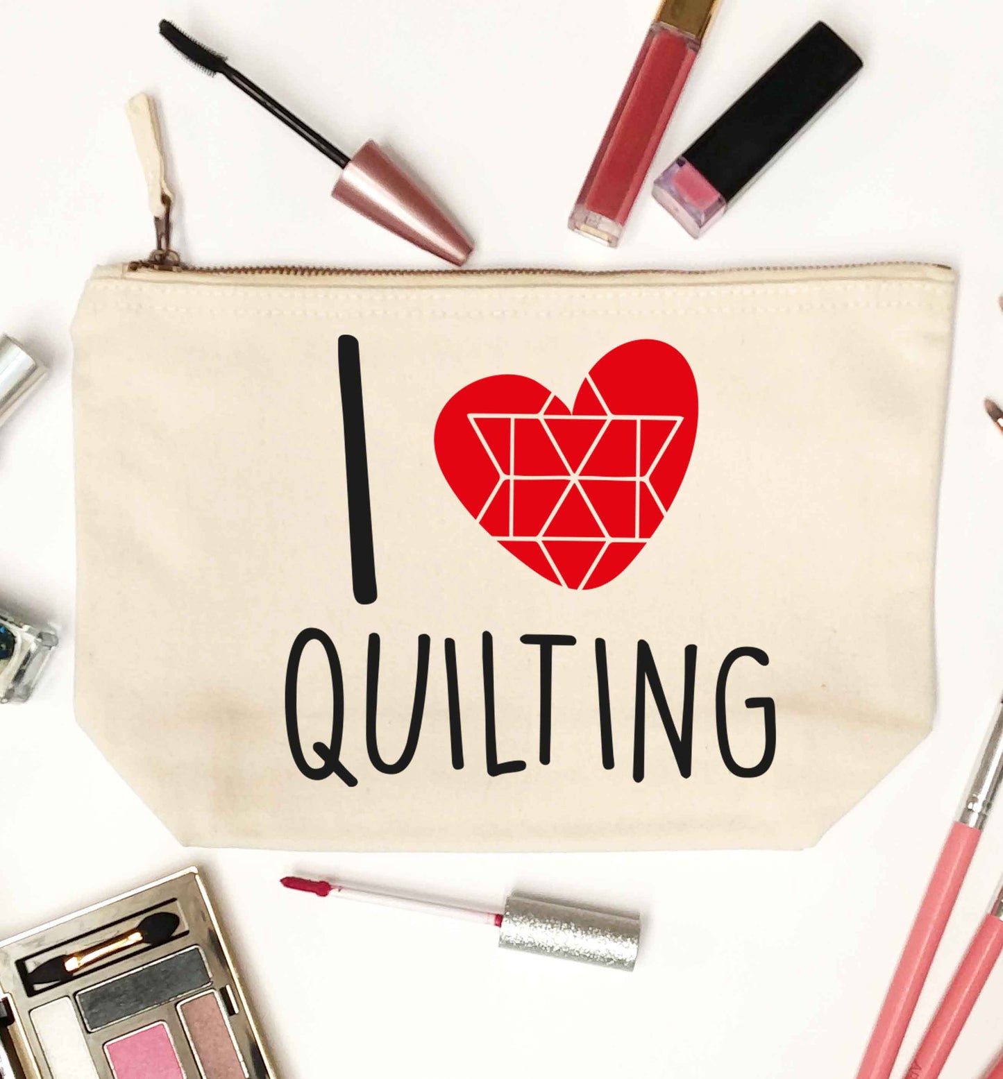 I love quilting natural makeup bag