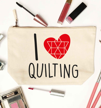 I love quilting natural makeup bag
