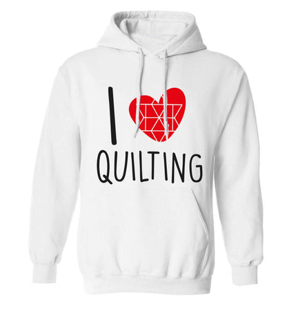 I love quilting adults unisex white hoodie 2XL