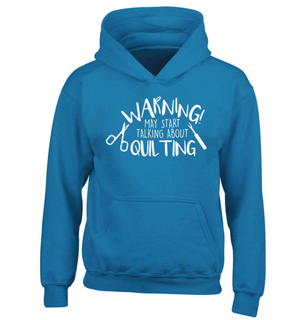 Warning may start talking about quilting children's blue hoodie 12-13 Years
