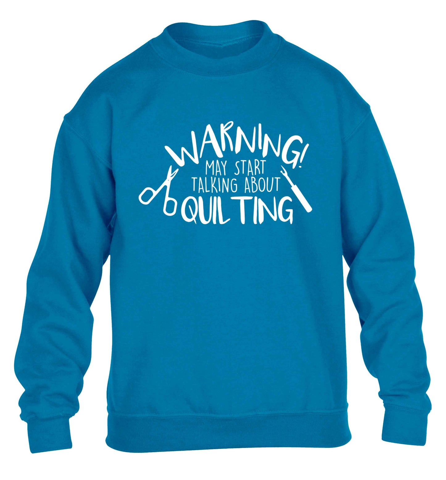 I quilt what's your superpower? children's blue sweater 12-13 Years