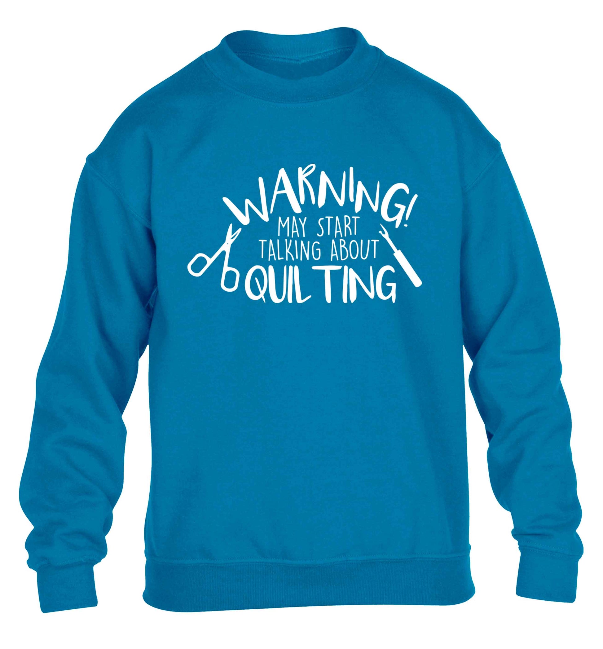 I quilt what's your superpower? children's blue sweater 12-13 Years