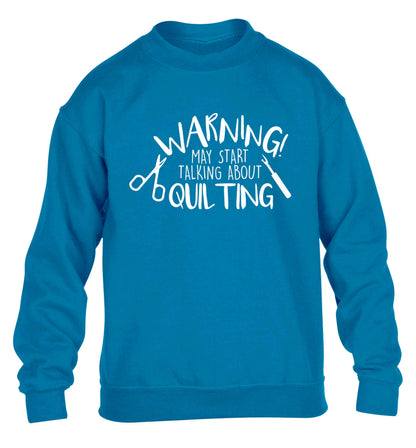 I quilt what's your superpower? children's blue sweater 12-13 Years
