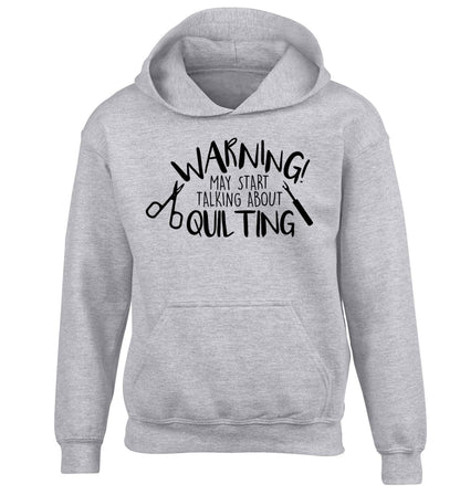 Warning may start talking about quilting children's grey hoodie 12-13 Years