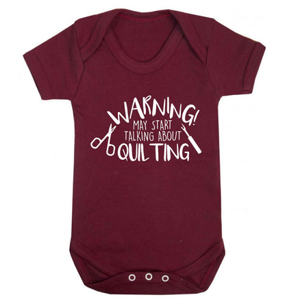 Warning may start talking about quilting Baby Vest maroon 18-24 months