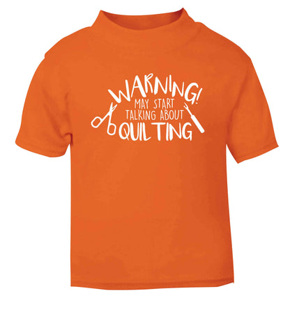 I quilt what's your superpower? orange Baby Toddler Tshirt 2 Years