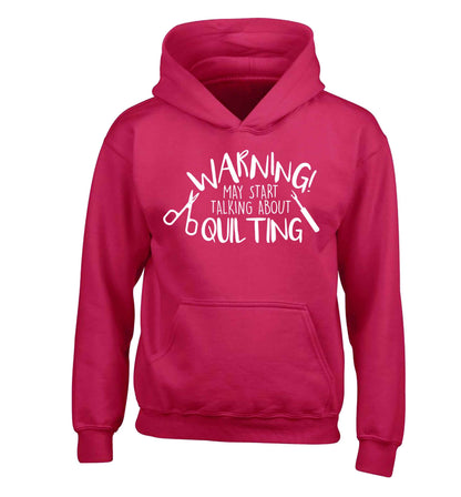 Warning may start talking about quilting children's pink hoodie 12-13 Years