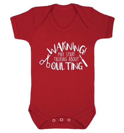 Warning may start talking about quilting Baby Vest red 18-24 months