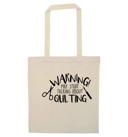 I quilt what's your superpower? natural tote bag