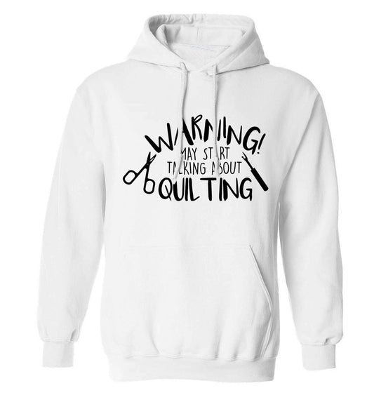 I quilt what's your superpower? adults unisex white hoodie 2XL