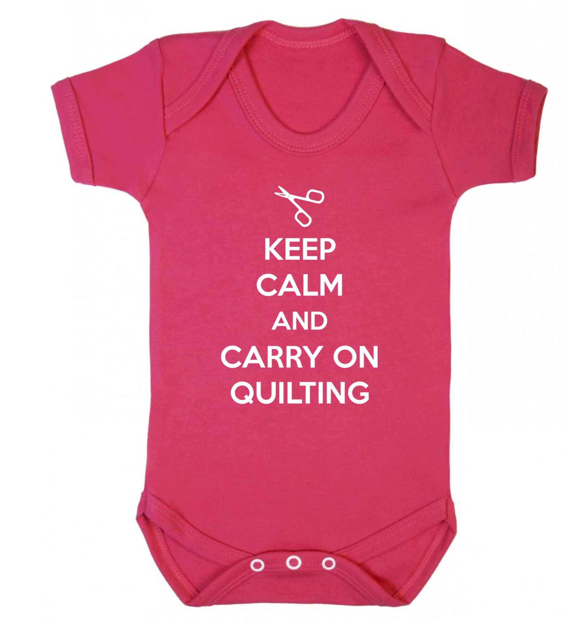 Keep calm and carry on quilting Baby Vest dark pink 18-24 months