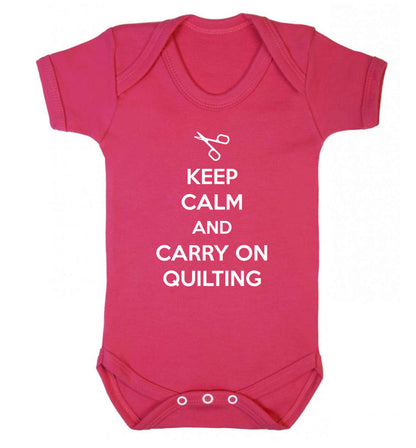 Keep calm and carry on quilting Baby Vest dark pink 18-24 months
