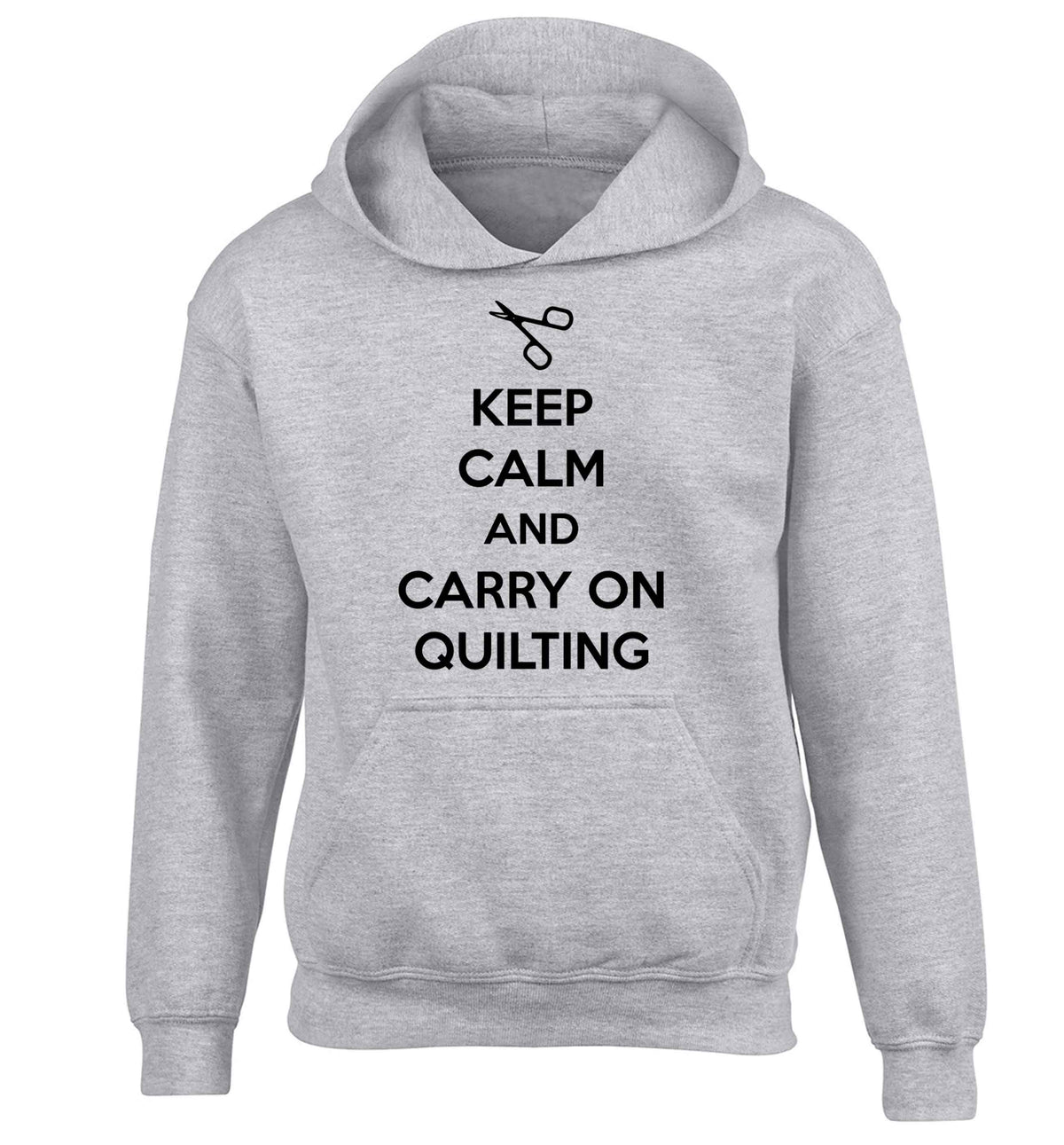 Keep calm and carry on quilting children's grey hoodie 12-13 Years