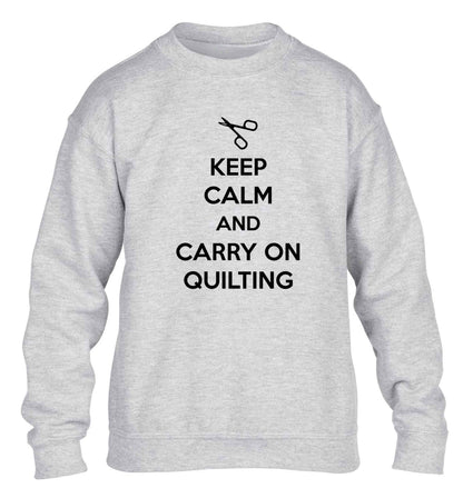 Keep calm and carry on quilting children's grey sweater 12-13 Years