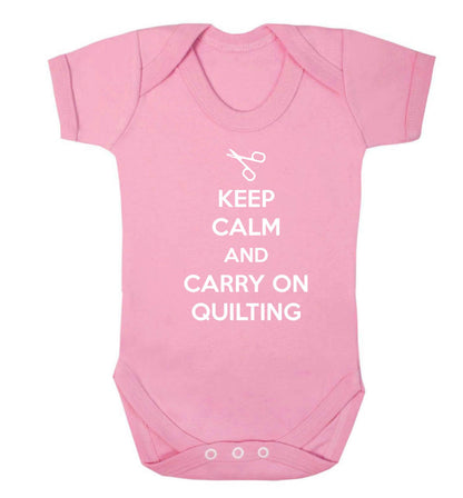 Keep calm and carry on quilting Baby Vest pale pink 18-24 months