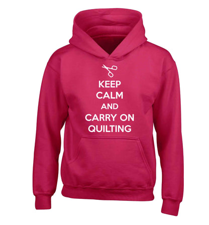 Keep calm and carry on quilting children's pink hoodie 12-13 Years
