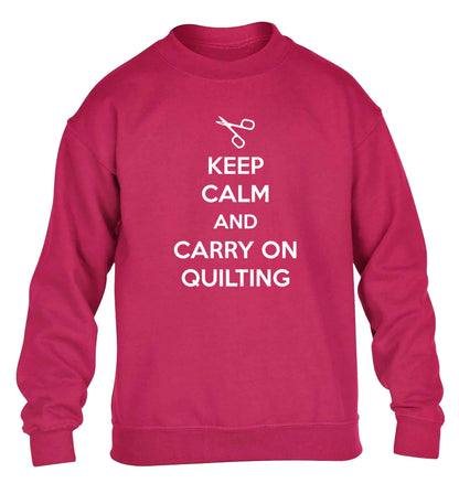 Keep calm and carry on quilting children's pink sweater 12-13 Years