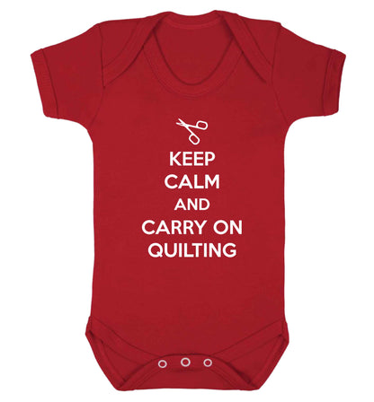 Keep calm and carry on quilting Baby Vest red 18-24 months