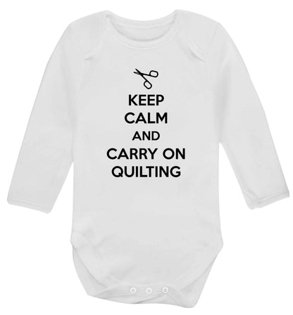 Keep calm and carry on quilting Baby Vest long sleeved white 6-12 months