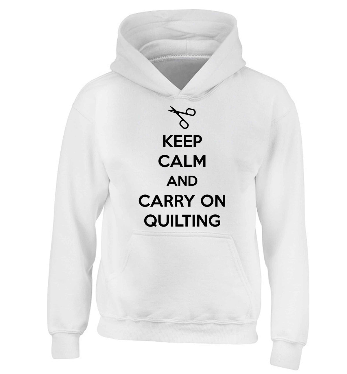 Keep calm and carry on quilting children's white hoodie 12-13 Years
