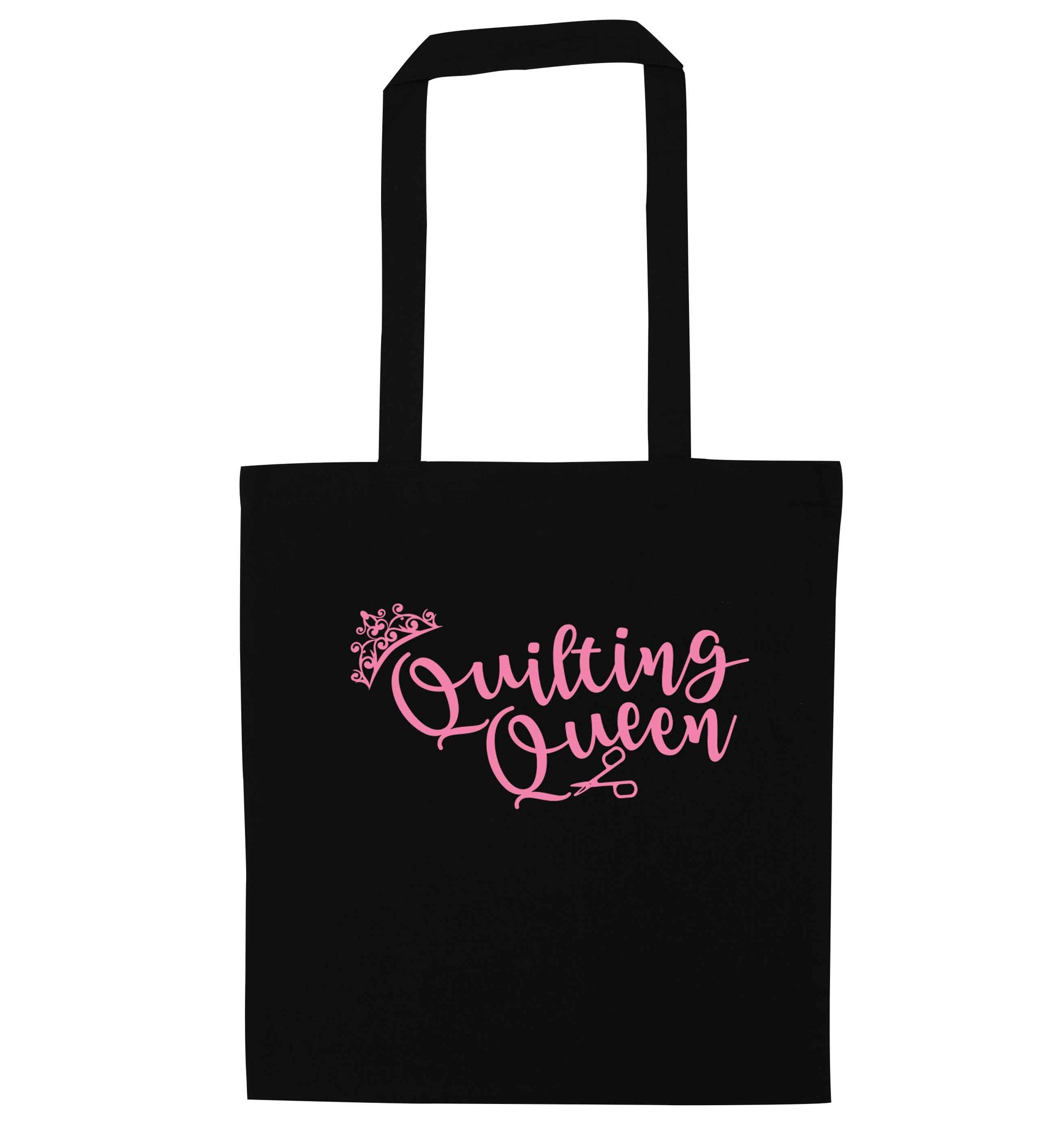 Quilting queen black tote bag