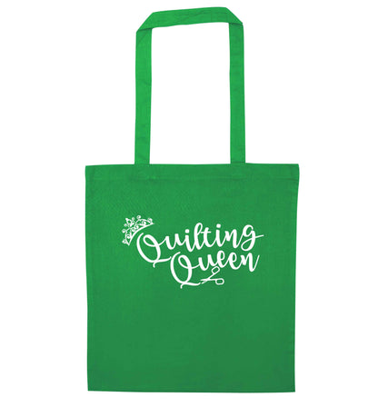 Quilting queen green tote bag