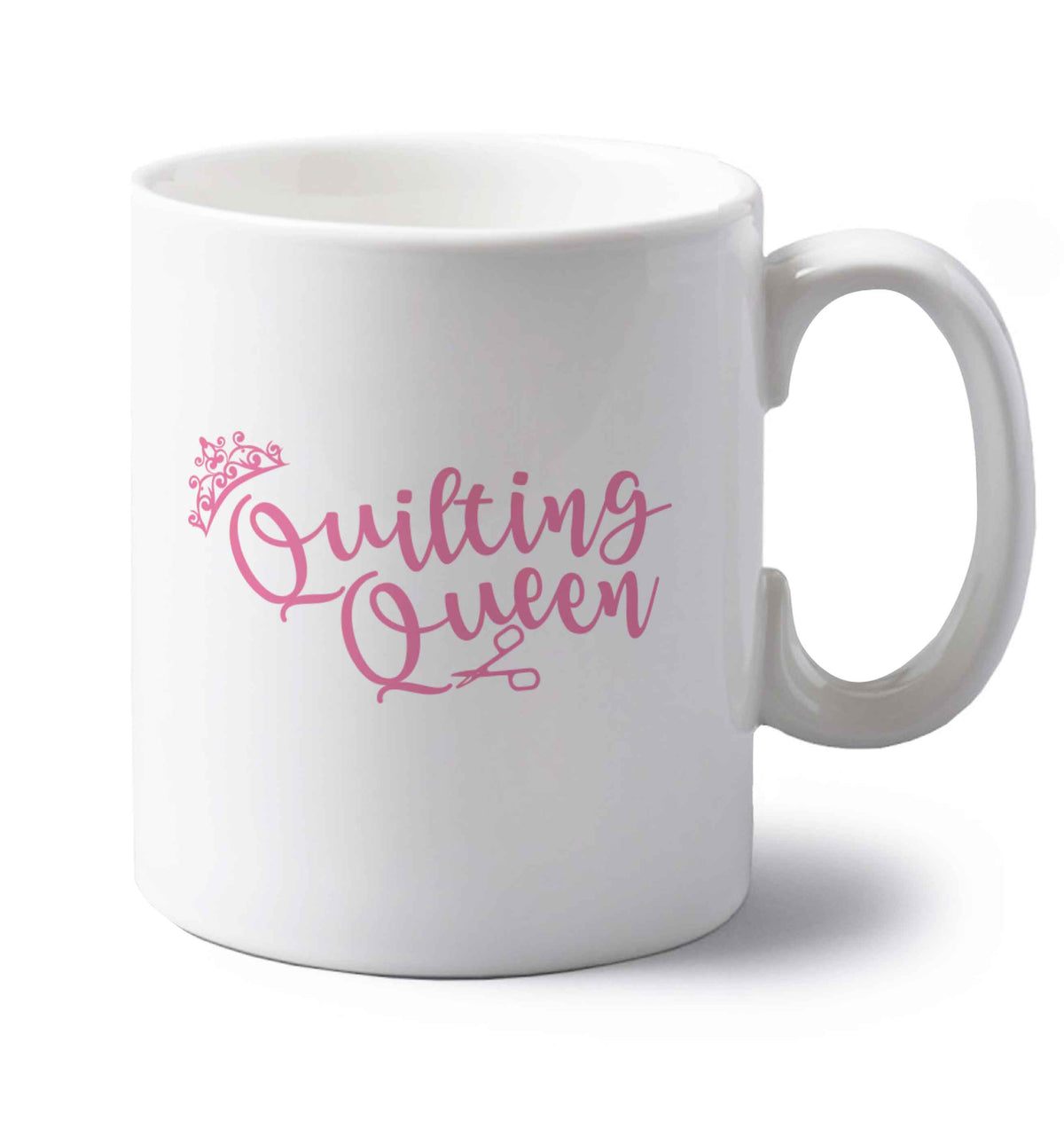 Quilting queen left handed white ceramic mug 